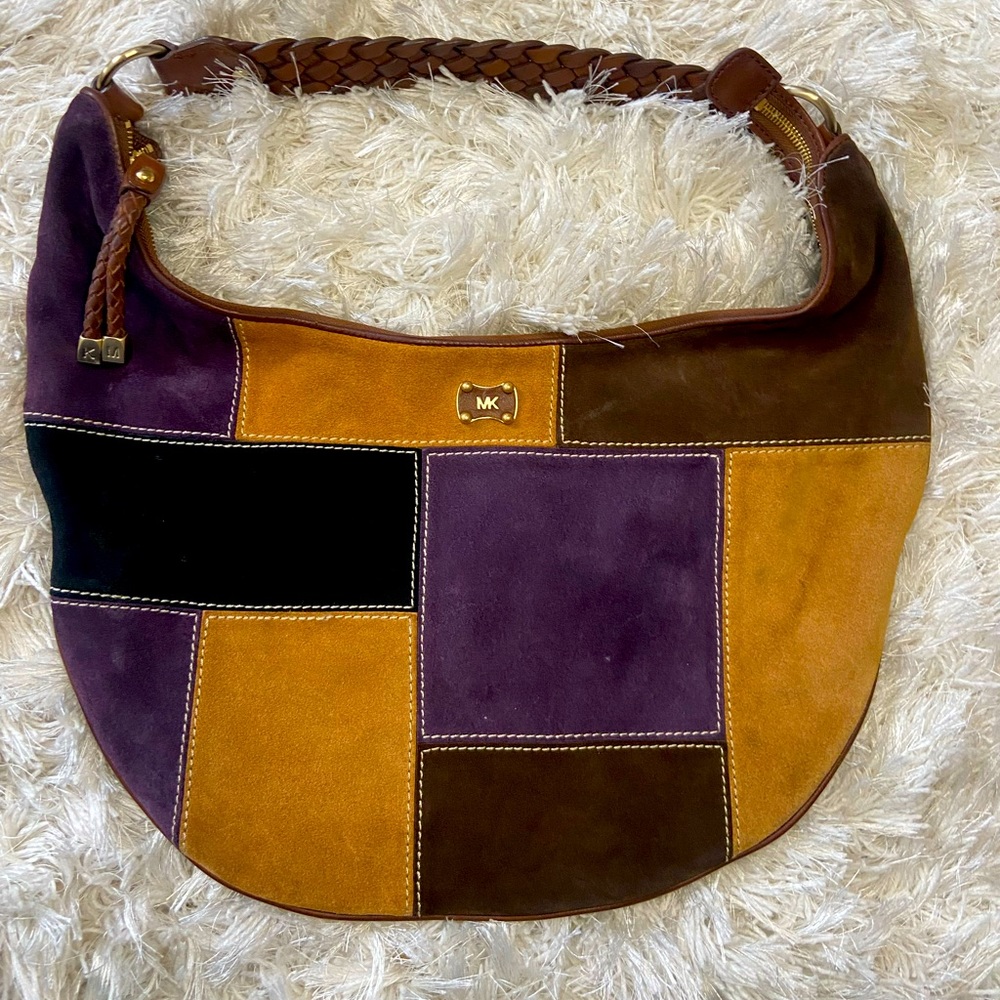 Vintage Michael Kors Suede Genuine Leather Shoulder Boho Purse.